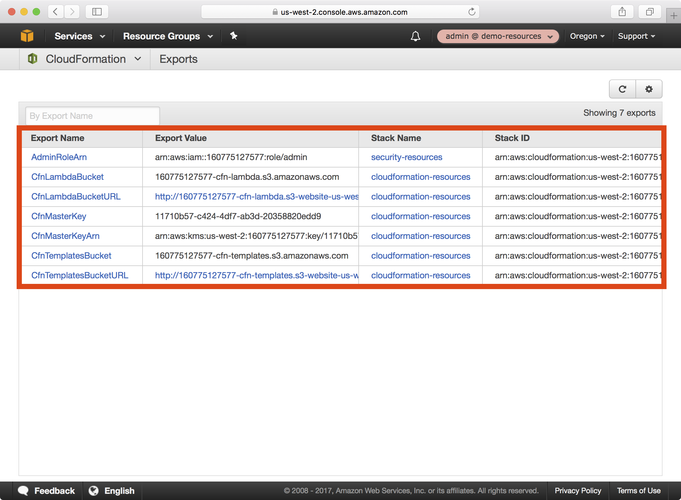 CloudFormation Exports