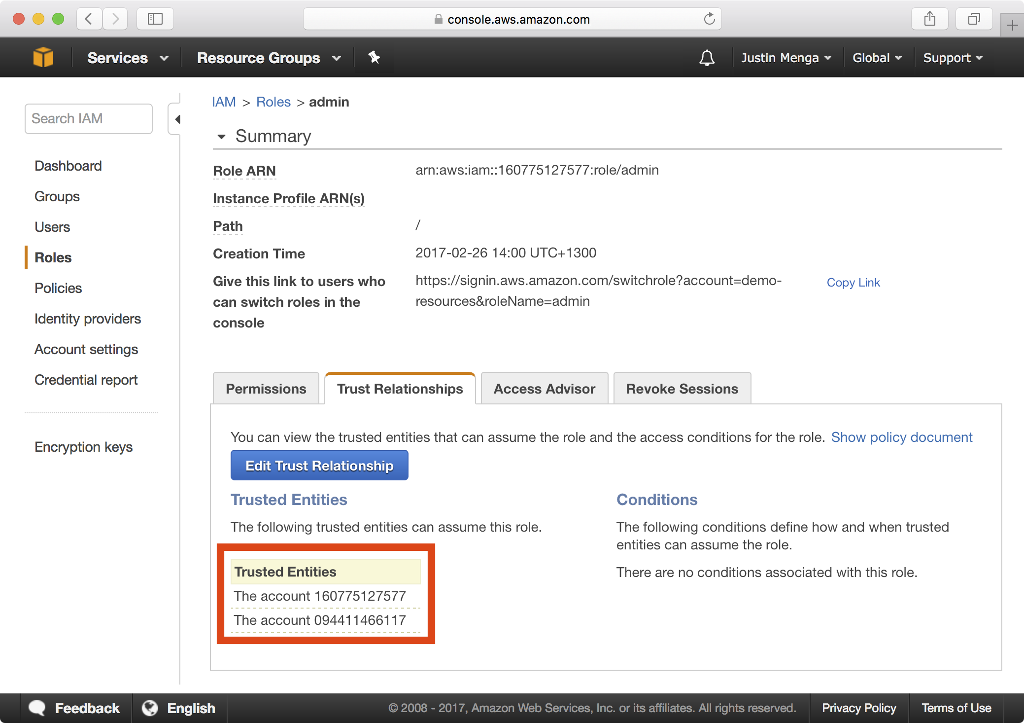 IAM Admin Role Trusts