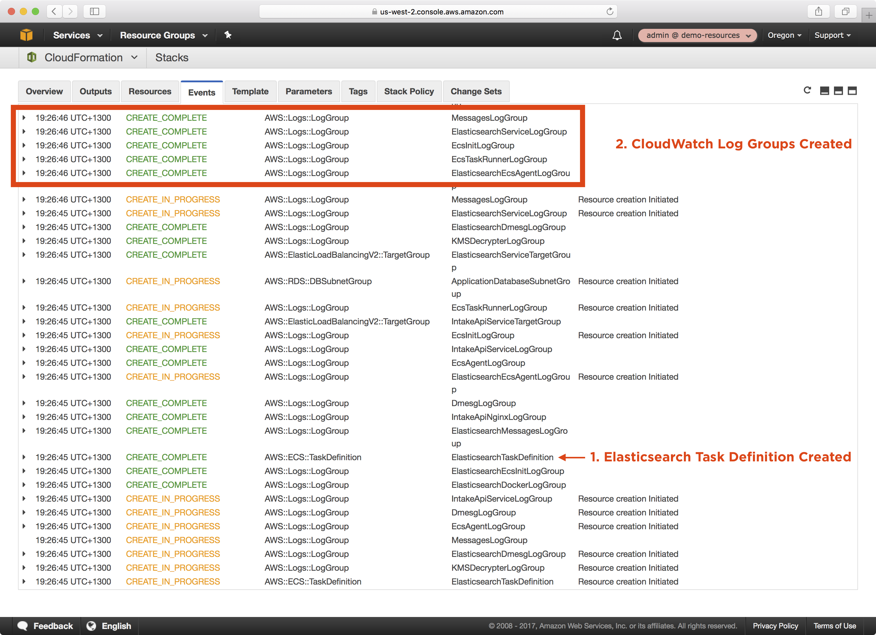 Intake API Demo Stack Events