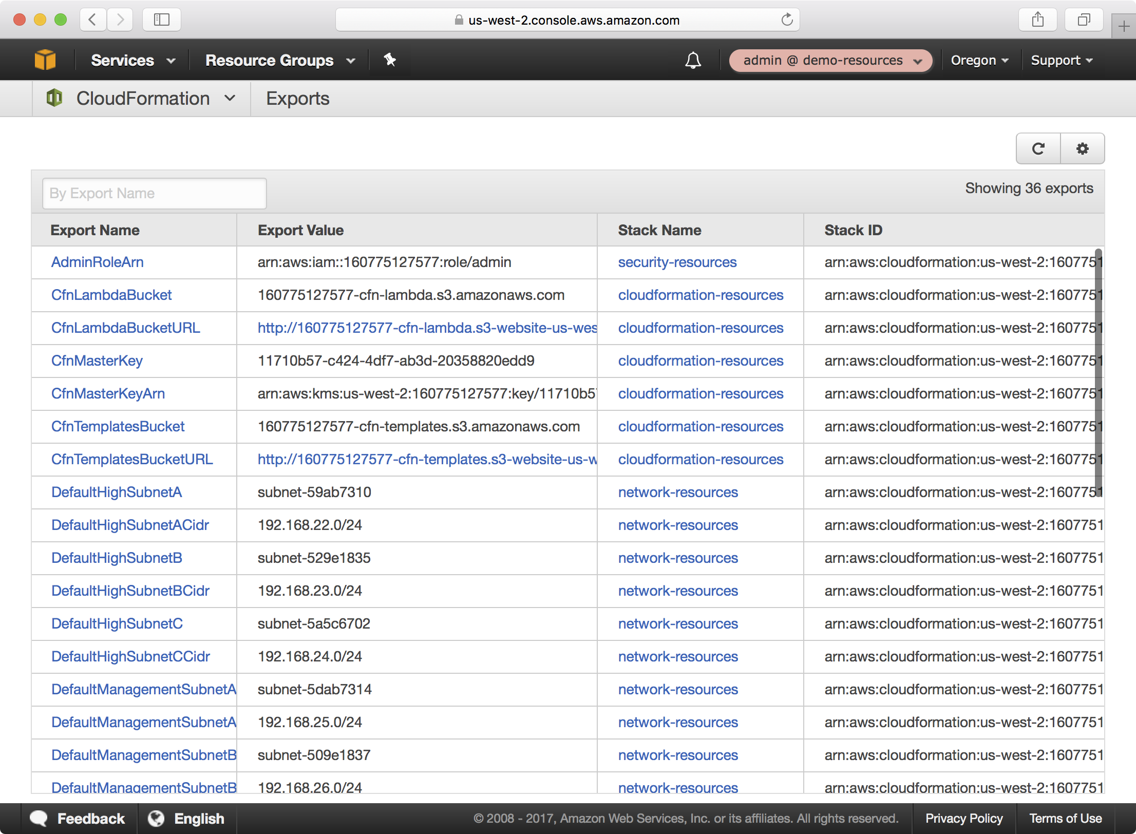 CloudFormation Exports