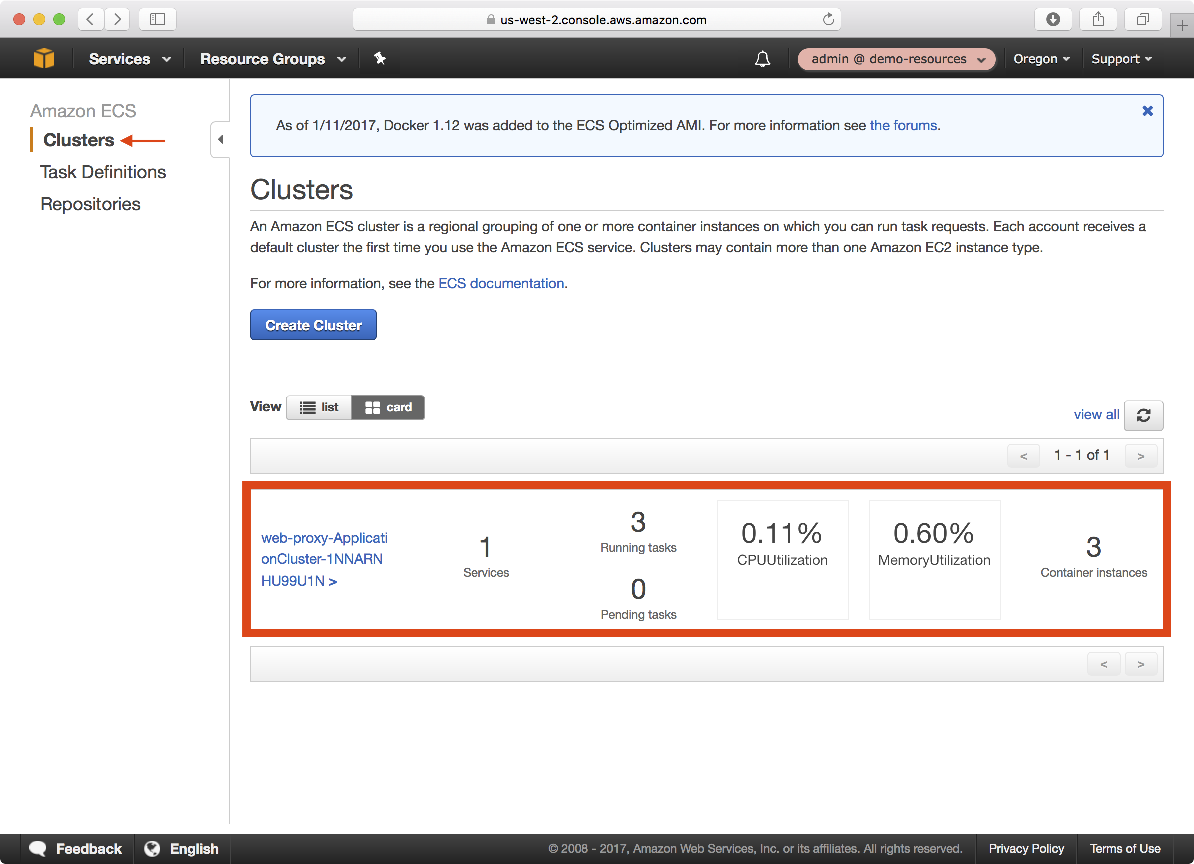 Web Proxy ECS Cluster